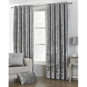 Paoletti Verona Crushed Velvet Eyelet Curtains - Silver - 117x137cm Paoletti Verona Crushed Velvet Eyelet Curtains - Silver - 117x137cm