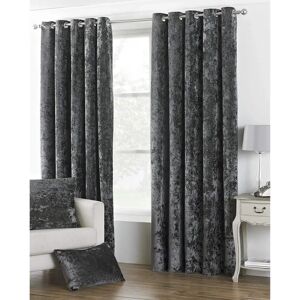 Paoletti Verona Crushed Velvet Eyelet Curtains - Silver - 117x137cm Paoletti Verona Crushed Velvet Eyelet Curtains - Silver - 117x137cm