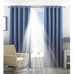 Essentials Twilight Blackout Eyelet Curtains - Mid Blue - 117x183cm Essentials Twilight Blackout Eyelet Curtains - Mid Blue - 117x183cm