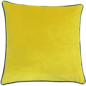 Paoletti Meridian Piped Velvet Cushion Cover - Yellow - One Size Paoletti Meridian Piped Velvet Cushion Cover - Yellow - One Size