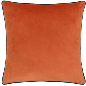 Paoletti Meridian Piped Velvet Cushion Cover - Orange - One Size Paoletti Meridian Piped Velvet Cushion Cover - Orange - One Size