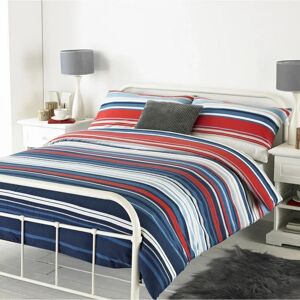 Riva Home Lymington Blue Striped Cotton Duvet Cover Bedding Set Riva Home Lymington Blue Striped Cotton Duvet Cover Bedding Set