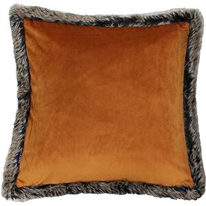 Riva Home Kiruna Faux Fur Edged Velvet Square Cushion - 45x45cm Riva Home Kiruna Faux Fur Edged Velvet Square Cushion - 45x45cm