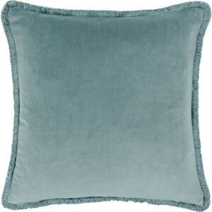 Paoletti Freya Fringed Velvet Cushion Cover - Blue - One Size Paoletti Freya Fringed Velvet Cushion Cover - Blue - One Size