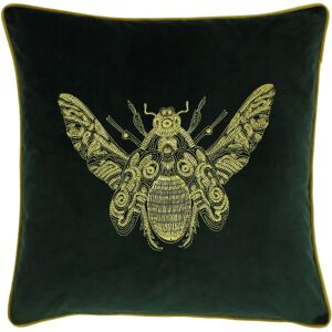 Paoletti Cerana Embroidered Bee Piped Velvet Cushion Cover - Emerald - One Size Paoletti Cerana Embroidered Bee Piped Velvet Cushion Cover - Emerald - One Size