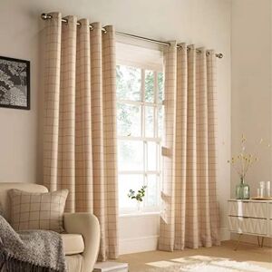 Furn Ellis Windowpane Check Eyelet Curtains - Natural - Windowpane Check - Curtains Furn Ellis Windowpane Check Eyelet Curtains - Natural - Windowpane Check - Curtains