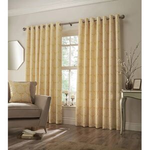 Paoletti Horto Embroidered Botanical Eyelet Curtains - Yellow - 168cm Width x 137cm Drop Paoletti Horto Embroidered Botanical Eyelet Curtains - Yellow - 168cm Width x 137cm Drop