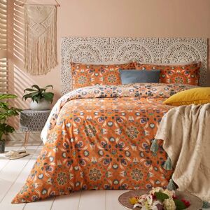 Furn Folk Flora Floral Reversible Duvet Cover Set - Orange - Double - Bedding Furn Folk Flora Floral Reversible Duvet Cover Set - Orange - Double - Bedding