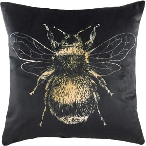 Evans Lichfield Gold Bee Velvet Cushion Cover - Black - One Size Evans Lichfield Gold Bee Velvet Cushion Cover - Black - One Size