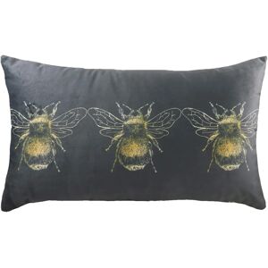 Evans Lichfield Gold Bee Velvet Cushion - Dark Grey - Cushion Evans Lichfield Gold Bee Velvet Cushion - Dark Grey - Cushion