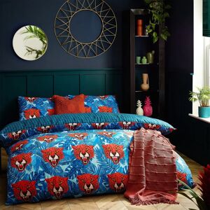 Furn. Untamed Cheetah Duvet Cover Set - Blue - Super King Furn. Untamed Cheetah Duvet Cover Set - Blue - Super King