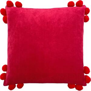 Furn. Hoola Pom-Pom Cotton Velvet Filled Cushion - Fuchsia - One Size Furn. Hoola Pom-Pom Cotton Velvet Filled Cushion - Fuchsia - One Size