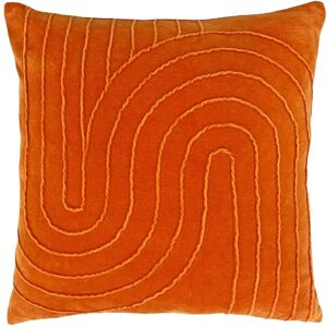 Furn. Mangata Square Pleated Cotton Velvet Filled Cushion - Orange - One Size Furn. Mangata Square Pleated Cotton Velvet Filled Cushion - Orange - One Size