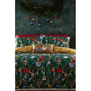 Furn Double Dark Green Reversible Duvet Cover Set - Christmas Furn Double Dark Green Reversible Duvet Cover Set - Christmas