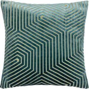 Paoletti Evoke Geometric Velvet Cushion Cover - Teal - One Size Paoletti Evoke Geometric Velvet Cushion Cover - Teal - One Size