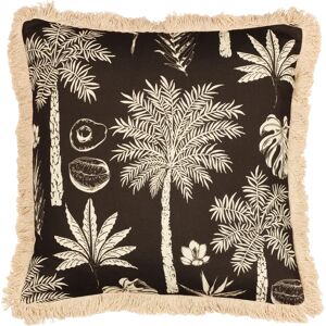 Paoletti Colonial Palm Tropical Fringed Filled Cushion - Black - One Size Paoletti Colonial Palm Tropical Fringed Filled Cushion - Black - One Size