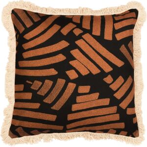 Paoletti Oromo Printed Geometric Fringed Cushion - Brown - Size 45 Cm X 45 Cm Paoletti Oromo Printed Geometric Fringed Cushion - Brown - Size 45 Cm X 45 Cm