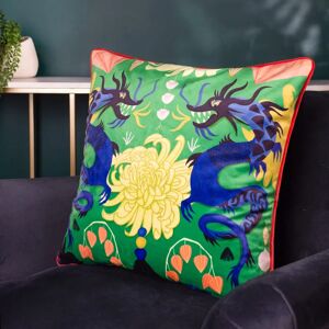 Kate Merritt Dragons Piped Velvet Emerald - Cushion Kate Merritt Dragons Piped Velvet Emerald - Cushion