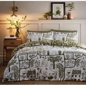 Furn Frida Abstract Floral Reversible Duvet Cover Set - Green - Single Furn Frida Abstract Floral Reversible Duvet Cover Set - Green - Single