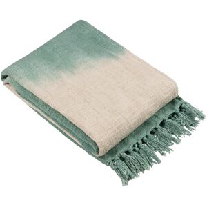 Furn. Yard Mizu Dip Dye Fringed Throw - Green Cotton - One Size - Throw Blanket Furn. Yard Mizu Dip Dye Fringed Throw - Green Cotton - One Size - Throw Blanket