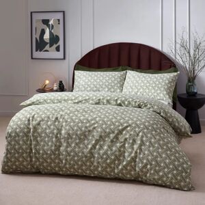 HOEM Alexah Olive Cotton Duvet Cover Set - Geometric Style HOEM Alexah Olive Cotton Duvet Cover Set - Geometric Style
