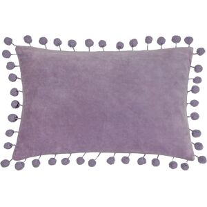 Furn Dora Rectangular Velvet Pom Pom Polyester Filled Cushion - Lilac - Unisex Furn Dora Rectangular Velvet Pom Pom Polyester Filled Cushion - Lilac - Unisex
