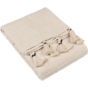 Yard Caliche Woven Textured Tasselled Throw - Natural Cotton - 130cm x 180cm Yard Caliche Woven Textured Tasselled Throw - Natural Cotton - 130cm x 180cm