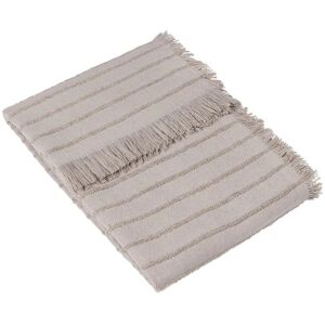 Furn Hazie Linear Yarn Woven Fringed Throw - Light Grey - Unisex Furn Hazie Linear Yarn Woven Fringed Throw - Light Grey - Unisex