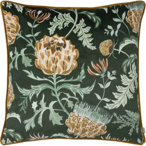 Evans Lichfield Chatsworth Artichoke Hand Painted Velvet Piped Cushion - Green - 50cm x 50cm Evans Lichfield Chatsworth Artichoke Hand Painted Velvet Piped Cushion - Green - 50cm x 50cm