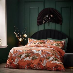 Wylder Tropics Kushiro Exotic Cotton Sateen Duvet Cover Set - Coral - Size Double Wylder Tropics Kushiro Exotic Cotton Sateen Duvet Cover Set - Coral - Size Double