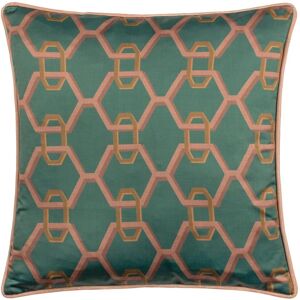Paoletti Carnaby Chain Geometric Satin Filled Cushion - Teal - 45x45cm Paoletti Carnaby Chain Geometric Satin Filled Cushion - Teal - 45x45cm