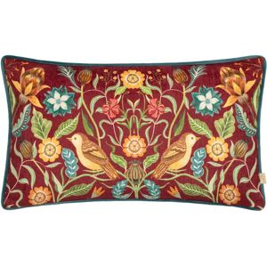 Evans Lichfield Hawthorn Birds Chenille Piped Cushion - Burgundy - Size 30x50 Cm Evans Lichfield Hawthorn Birds Chenille Piped Cushion - Burgundy - Size 30x50 Cm