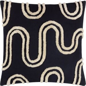 Heya Home Archie Tufted Cushion Cover - Black/white Cotton - Size 45 Cm X 45 Cm Heya Home Archie Tufted Cushion Cover - Black/white Cotton - Size 45 Cm X 45 Cm