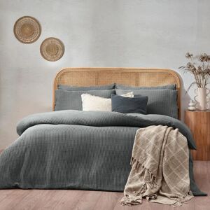 Riva Home Blue Single Waffle Cotton Duvet Cover Set - Duvet Cover Set Riva Home Blue Single Waffle Cotton Duvet Cover Set - Duvet Cover Set