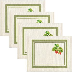 Sage Strawberry Placemats Set of 4 - Place Mats Sage Strawberry Placemats Set of 4 - Place Mats