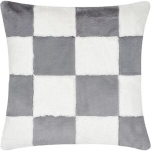 Heya Home Cozee Check Faux Fur Cushion Cover - Blue - Size 50 Cm X 50 Cm Heya Home Cozee Check Faux Fur Cushion Cover - Blue - Size 50 Cm X 50 Cm