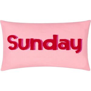 Furn. Sunday Embroidered Filled Cushion - Pink Cotton - Size 30 Cm X 50 Cm Furn. Sunday Embroidered Filled Cushion - Pink Cotton - Size 30 Cm X 50 Cm
