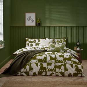 Herve Reversible Duvet Cover Set - Olive - Super King Herve Reversible Duvet Cover Set - Olive - Super King