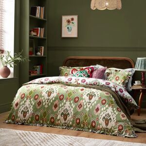 Paoletti Dawson Ikat Reversible Duvet Cover Set - Green Polycotton - Size King Paoletti Dawson Ikat Reversible Duvet Cover Set - Green Polycotton - Size King