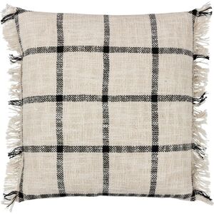 Yard Beni Check Fringed Filled Cushion - Natural Cotton - Size 45 Cm X 45 Cm Yard Beni Check Fringed Filled Cushion - Natural Cotton - Size 45 Cm X 45 Cm