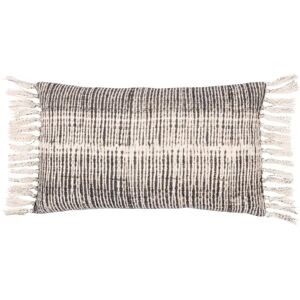 Yard Sono Ink Abstract Fringed Cushion - Black - 40cm x 60cm - Cushion Yard Sono Ink Abstract Fringed Cushion - Black - 40cm x 60cm - Cushion