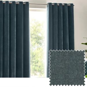 Marine Heavy Chenille Velvet Eyelet Curtains - Room Darkening Marine Heavy Chenille Velvet Eyelet Curtains - Room Darkening