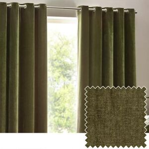 Olive Heavy Chenille Velvet Eyelet Curtains - Curtains Olive Heavy Chenille Velvet Eyelet Curtains - Curtains