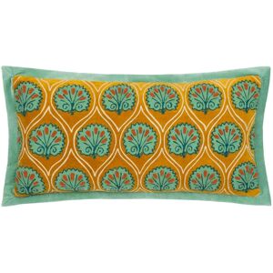 Paoletti Casa Embroidered Filled Cushion - Yellow Cotton - Size 30 Cm X 60 Cm Paoletti Casa Embroidered Filled Cushion - Yellow Cotton - Size 30 Cm X 60 Cm
