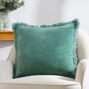 Furn. Gracie Velvet Fringed Filled Cushion - Teal - Square Cushion Furn. Gracie Velvet Fringed Filled Cushion - Teal - Square Cushion