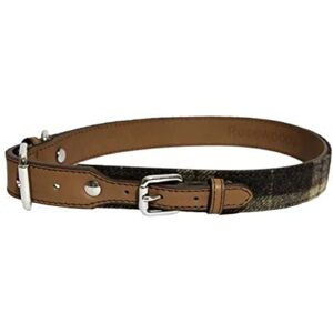 Rosewood Leather Dog Collar - Tweed Check - 12-16 inches Rosewood Leather Dog Collar - Tweed Check - 12-16 inches