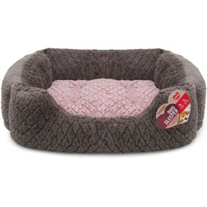 Rosewood 40 Winks Dog Bed - Square, Grey & Pink - 46x36cm Rosewood 40 Winks Dog Bed - Square, Grey & Pink - 46x36cm