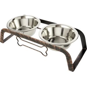 Rosewood Bone-Shaped Iron Double Diner - Dog Diner Rosewood Bone-Shaped Iron Double Diner - Dog Diner