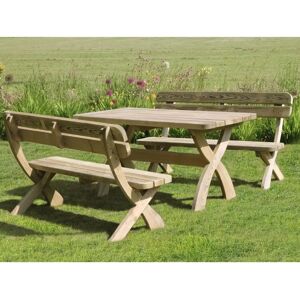 Zest Harriet Wooden 6-Seater Garden Dining Table & Bench Set - Garden Dining Set Zest Harriet Wooden 6-Seater Garden Dining Table & Bench Set - Garden Dining Set