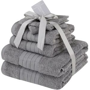 Dreamscene Grey Cotton 6-Piece Towel Set - Bath Linen Dreamscene Grey Cotton 6-Piece Towel Set - Bath Linen
